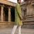 men’s ethnic green printed silk blend kurta