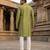 men’s ethnic green printed silk blend kurta