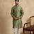 men   s ethnic green printed silk blend kurta