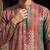 men’s ethnic brown printed silk blend kurta with trousers