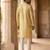 men’s viscose rayon yellow embroidered straight kurta