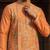 Orange rayon printed kurta with trouser set for men