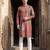 men’s ethnic brown printed silk blend kurta with trousers