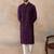 men   s purple silk blend jacquard pattern straight kurta trouser set