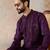 men   s purple silk blend jacquard pattern straight kurta trouser set