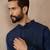 men   s blue silk blend jacquard pattern straight kurta trouser set