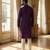 men’s purple silk blend jacquard pattern straight kurta trouser set