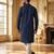 men’s blue silk blend jacquard pattern straight kurta trouser set
