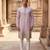 men’s lavender silk blend embroidered straight kurta trouser set