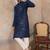 men   s blue silk blend jacquard pattern straight kurta trouser set
