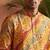 yellow silk blend straight printed kurta trouser set
