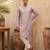 men’s lavender silk blend embroidered kurta with trouser set