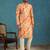 yellow silk blend straight printed kurta trouser set