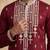 men’s maroon silk blend embroidered straight kurta trouser set