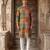 men’s multicolor silk blend printed kurta trouser set