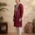 men’s maroon silk blend embroidered straight kurta trouser set