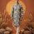 men's silk blend multicolor printed straight kurta with trousers