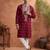 men’s maroon silk blend embroidered straight kurta trouser set