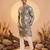 men's silk blend multicolor printed straight kurta with trousers