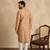 men   s mustard silk blend printed straight kurta with trousers