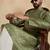 men   s green silk blend printed straight kurta with trousers
