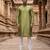 men’s green silk blend printed straight kurta with trousers
