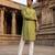 men’s green silk blend printed straight kurta with trousers