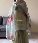 green floral organza gharara set