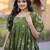 Green cotton printed frill dresses