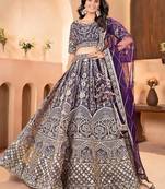 Purple Color Sequins and Zari  Embroidery Work Net Lahenga Choli Set