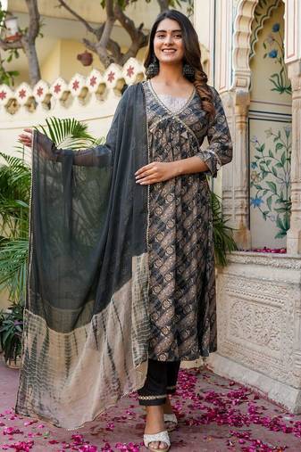 Printed anarkali kurta set