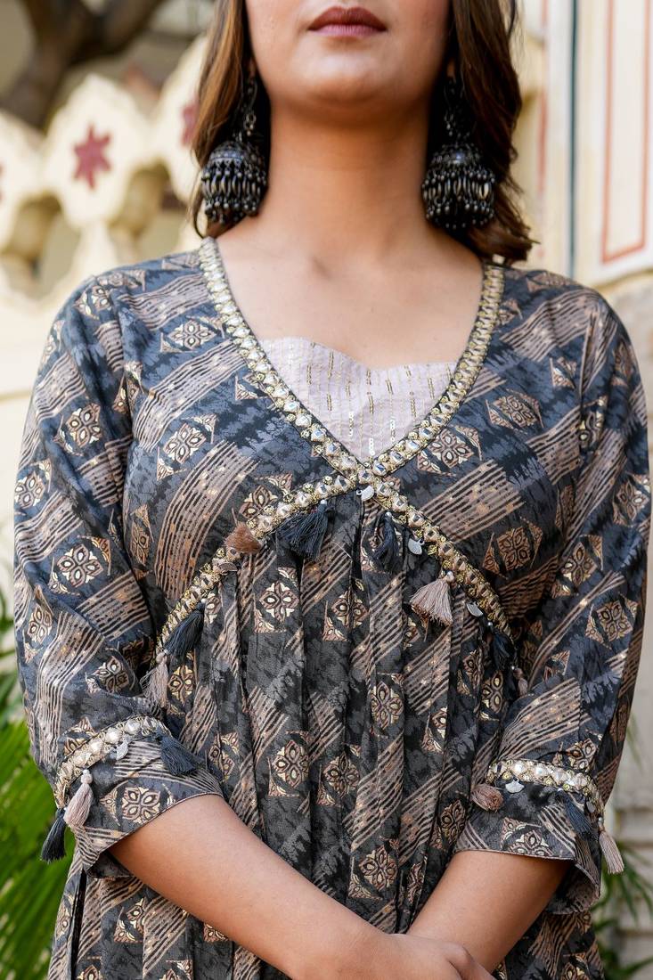 Printed anarkali kurta set