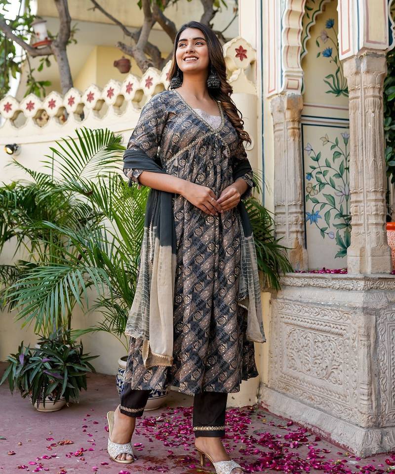 Printed anarkali kurta set