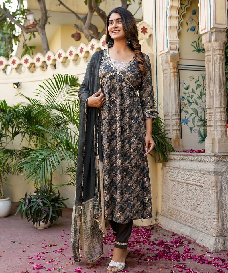 Printed anarkali kurta set