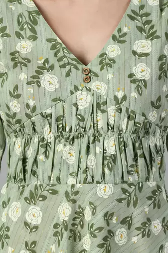 Floral print puff sleeve dress