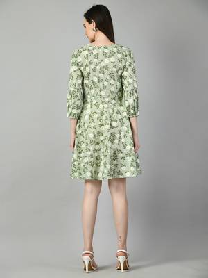 Floral print puff sleeve dress 3