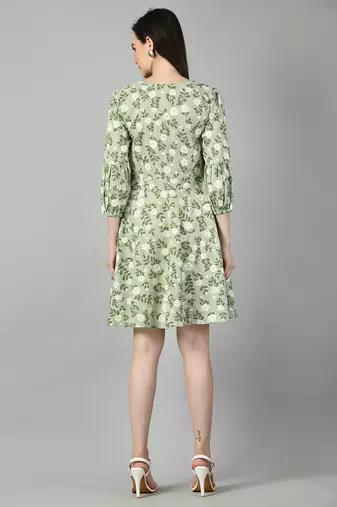 Floral print puff sleeve dress