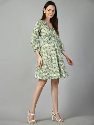 Floral print puff sleeve dress 4