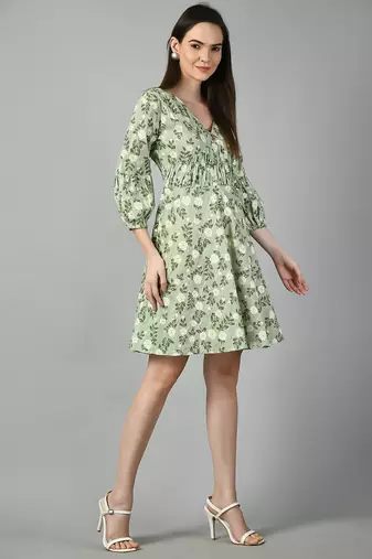 Floral print puff sleeve dress