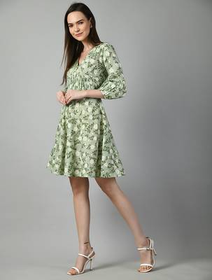Floral print puff sleeve dress 5