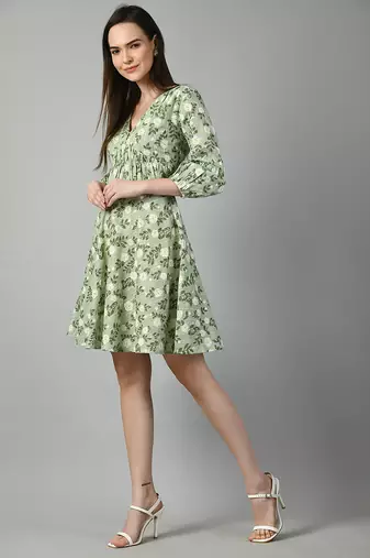 Floral print puff sleeve dress