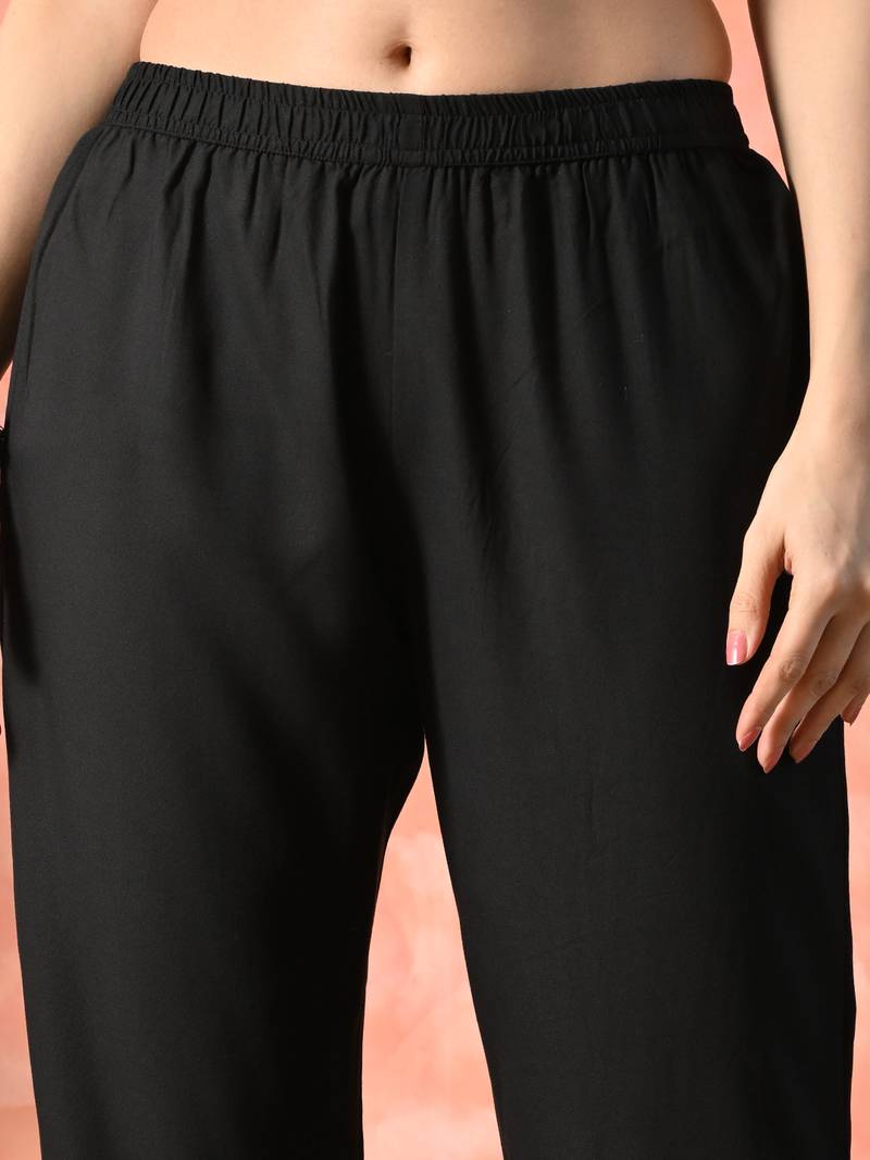 Bandhani printed regular thread work kurta with trousers & dupatta