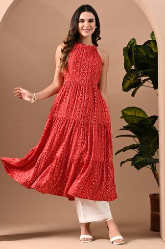 Bandhej printed fit & flare midi dress