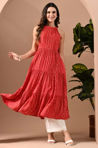 Bandhej printed fit & flare midi dress