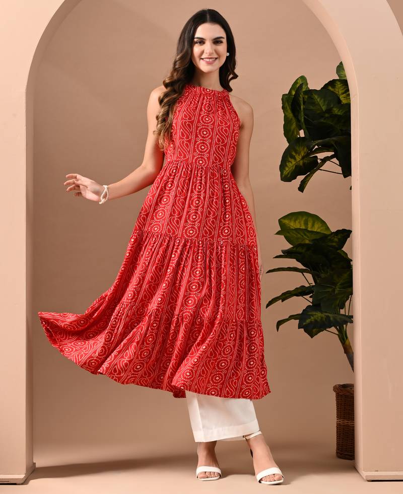 Bandhej printed fit & flare midi dress