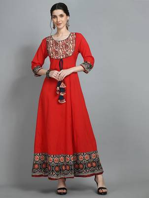 Printed flared maxi ethnic dress 1