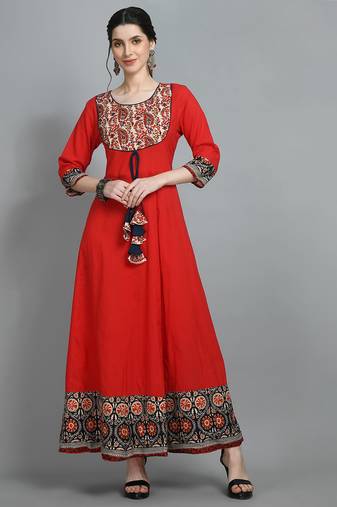 Printed flared maxi ethnic dress