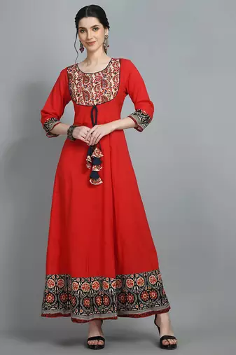 Printed flared maxi ethnic dress