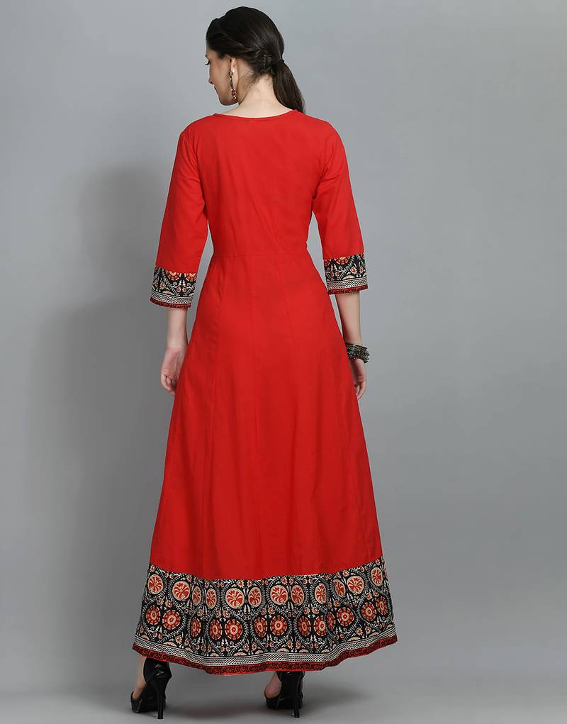 Printed flared maxi ethnic dress