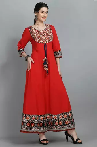 Printed flared maxi ethnic dress